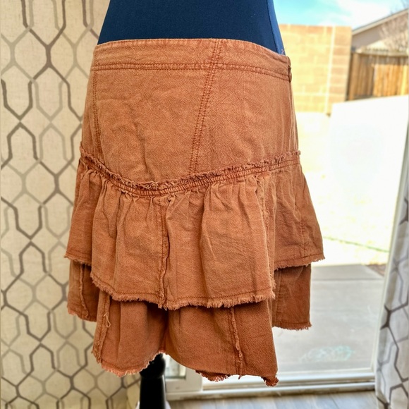 Free People Petrichor Rust Orange Ruffles in The Sand Mini Skirt - Picture 9 of 14